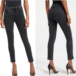 EUC Good American Good Legs Slit Leg Skinny Jeans